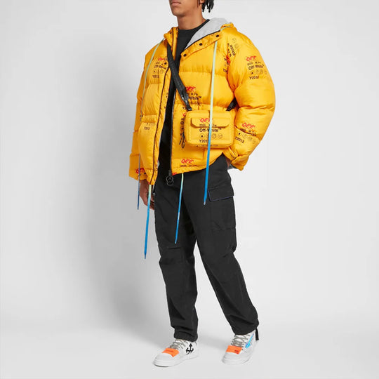 Off-White Industrial Zipped Puffer Hooded Down Cotton-padded Jacket Men Yellow OMED019F19F060036000