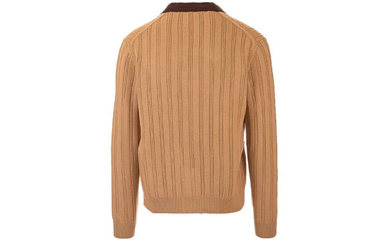 Gucci Rib Knit Wool Cardigan With Gucci Label 'Camel' 646809-XKBQT-2668