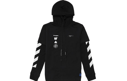 Off-White C/O Virgil Abloh Men'S Black Diag Mariana Hooded Tee OMAB033E191850051088