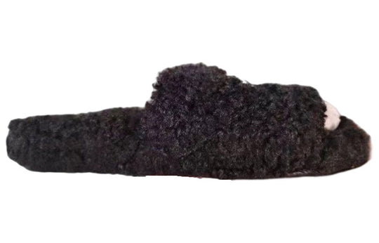 (WMNS) Balenciaga Furry Slides 'Black' 654261W2DO21008