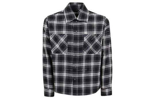 Off-White Arrow Printing Plaid Long Sleeves Shirt Black OMGA133E20FAB0011010