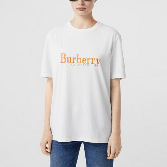 Burberry Casual Embroidered Alphabet Short Sleeve White 80205711