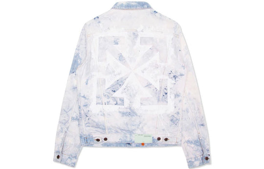 Off-White WASHED ARROW PRINT DENIM Jacket Men Light Blue White OMYE005R203860201414