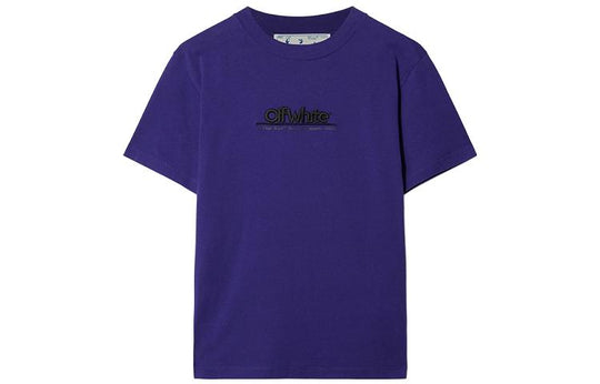 Off-White Logo-Embroidered Cotton T-shirt 'Dark Purple' OMAA027S23JER0083710