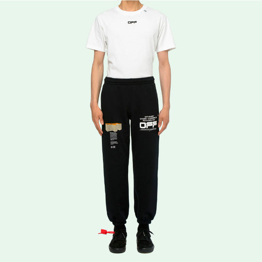 Off-White Mens Street Style Plain Cotton Wavy Line 3D Logo Casual Sweatpants OMCH022R20E300041001