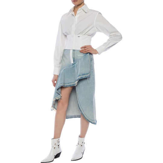 (WMNS) Off-White Asymmetric Denim Skirt 'Blue' OWYF001R197740618601