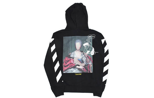 Off-White Printing hooded Zipper Jacket Black OMBE001E19E300051088