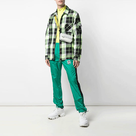 Men's Off-White SS21 Side Stripe Athleisure Casual Sports Pants Slim Fit Green OMCA123S20A230204400