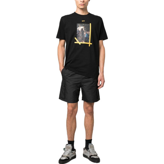 Off-White Caravaggio Printed Cotton T-shirt Black OMAA027C99JER0151001