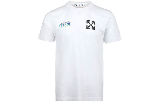 Men's Off-White SS22 Chest Classic Arrow Alphabet Printing Short Sleeve White T-Shirt OMAA027S22JER0150110