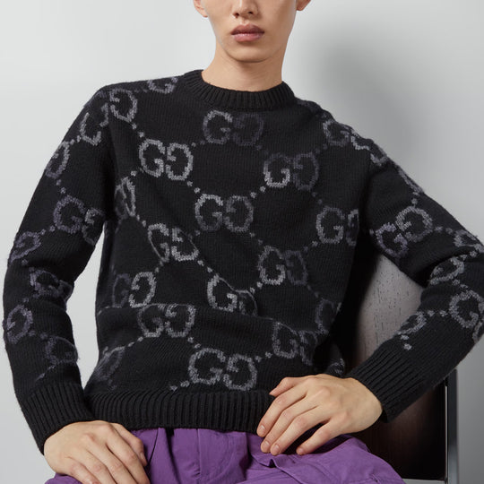 Gucci Wool Jumper With GG Intarsia 'Black' 770509-XKDSJ-1152