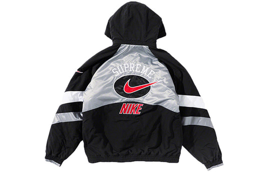 Supreme SS19 x Nike Hooded Sport Jacket Crossover waterproof Nylon hooded track Jacket Unisex Silver SUP-SS19-10137