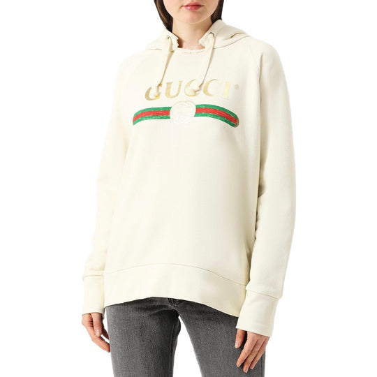 (WMNS) GUCCI Classic Gucci Logo Hoodie 'White' 457931-X5N71-9234