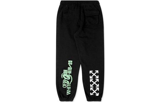 Men's Off-White Printing Black Sports Pants/Trousers/Joggers OMCH022E19E300151088