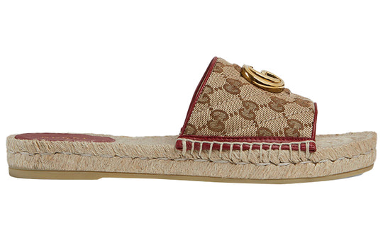 (WMNS) Gucci Double g Canvas Straw Woven Fashion Ebony Slippers 620120-KQWM0-9761