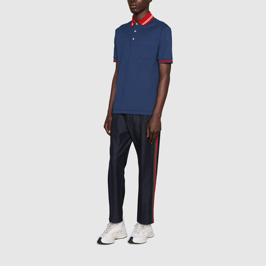 Gucci SS22 Cotton piquet polo shirt with Interlocking G 'Dark Ink Red' 658067-XJDI2-4714