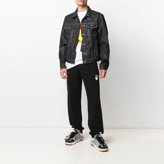 Off-White SS21 Arrows Pattern Denim Jacket Black OMYE067R21DEN0011001