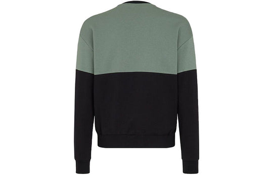 Men's FENDI FW21 Cotton Colorblock Round Neck Long Sleeves Sage Green FAF626A527F1DS9