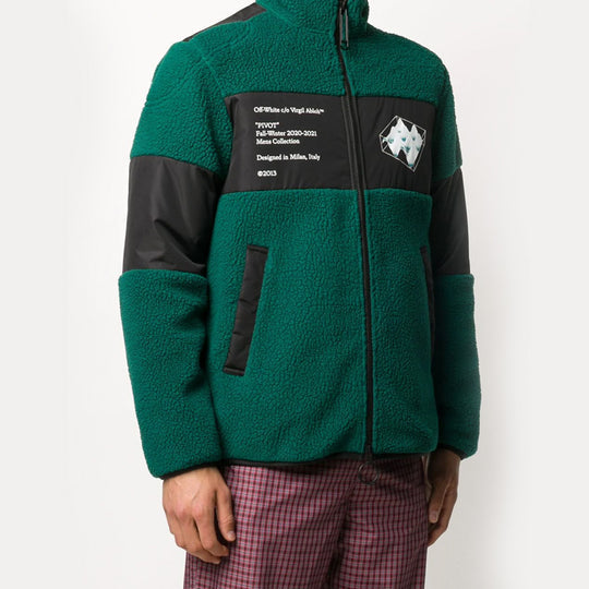 Men's Off-White Printing Fleece Jacket Green OMKI015E20FAB0015701