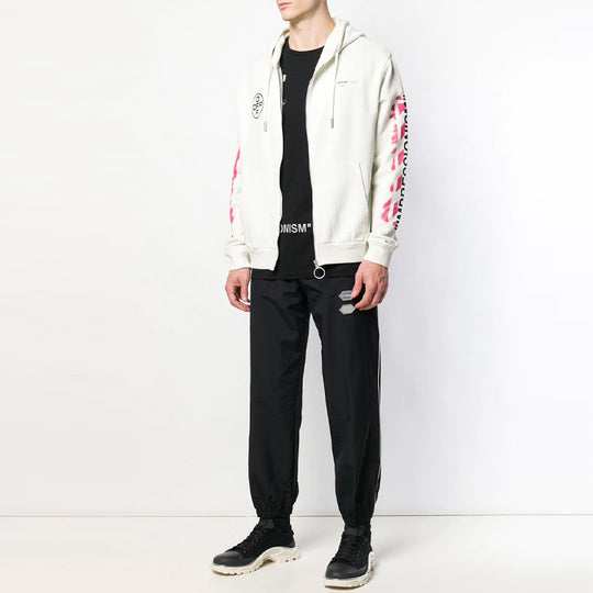 Men's Off-White Solid Color Side White Stripe Casual Pants/Trousers Black OMCA085R19C0102110001000