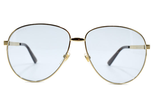 Gucci Light Blue Pilot Unisex Sunglasses Gold GG0138S-004