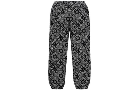 Supreme SS18 Bandana Track Pant Black cashew Casual Jogger Pants Unisex SUP-SS18-1306