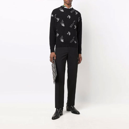Men's Off-White FW21 Solid Color Casual Long Pants/Trousers Black OMCA196F21FAB0011000