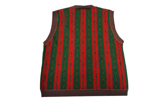 Gucci Horsebit Chain Print V-Neck Vest 'Red Green' 562950-XKAKW-6527