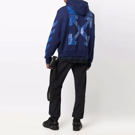 Men's Off-White FW21 Iconic Arrow Pattern Drawstring Loose Fit Blue OMBB085F21FLE0104545