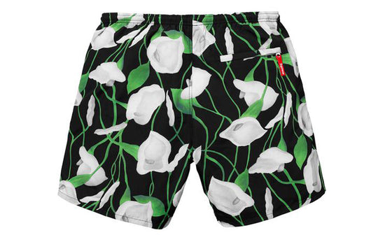 Supreme SS18 Nylon Water Short Flowers Casual Shorts Unisex Black SUP-SS18-10432