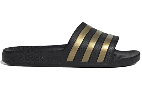 adidas Adilette Aqua Slides 'Black Gold Metallic' EG1758