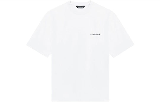 Men's Balenciaga FW21 Logo Printing Retro Short Sleeve White 612966TIVG59040