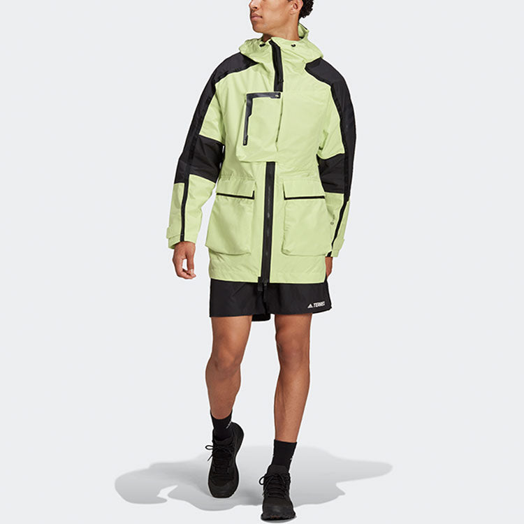 adidas Contrast Color Stitching Sports Hooded Jacket Green H48578