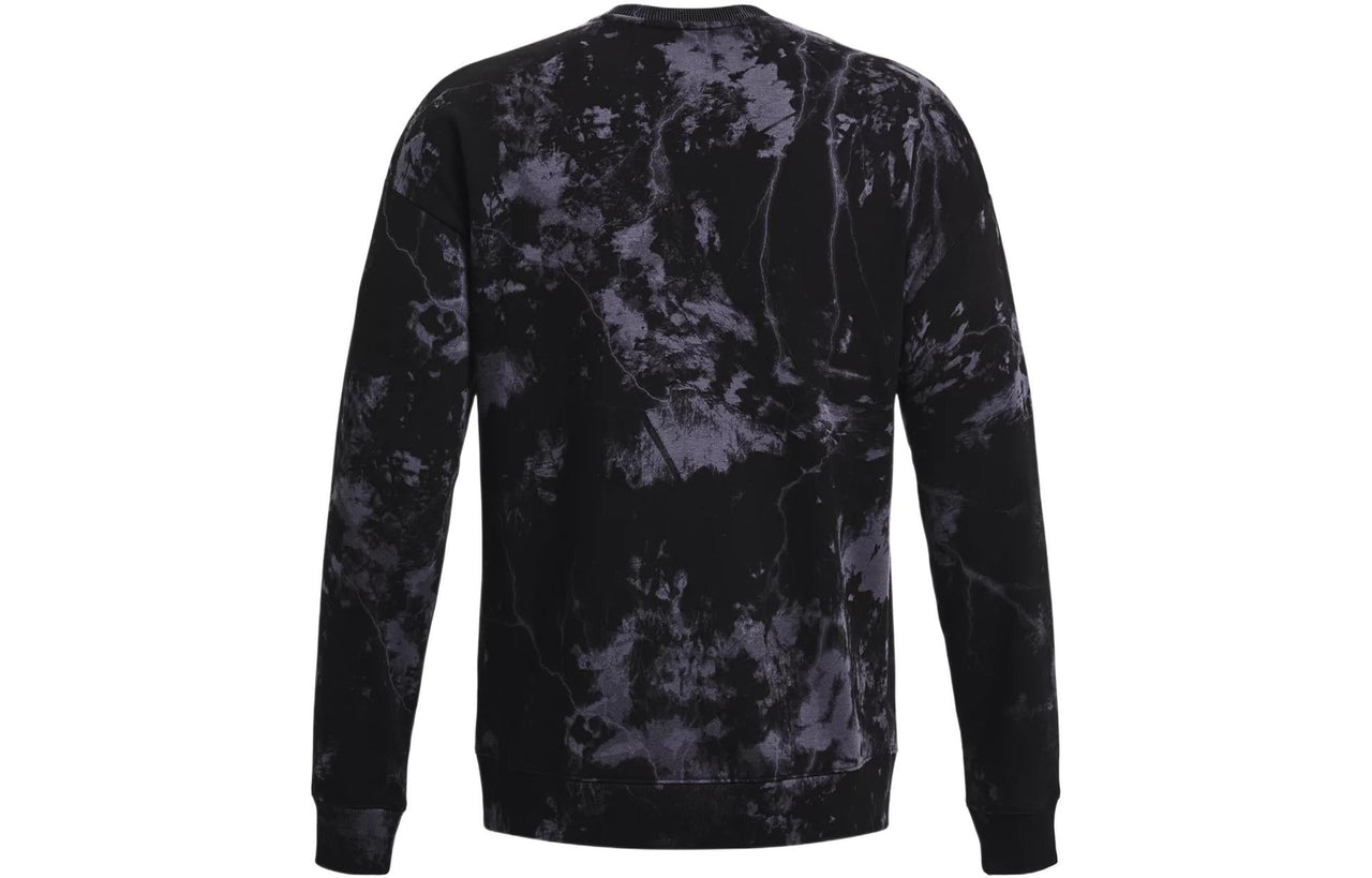 Under Armour Project Rock Rival Fleece Disrupt Printed Crew Sweatshirt 'Black Grey' 1373566-001