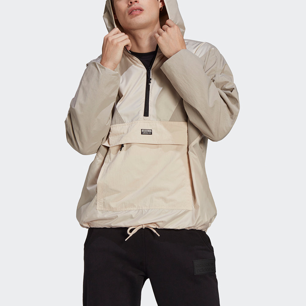 adidas originals V-Line Woven Wb Casual Sports Hooded Half Zip Jacket For Men Khaki GN6769