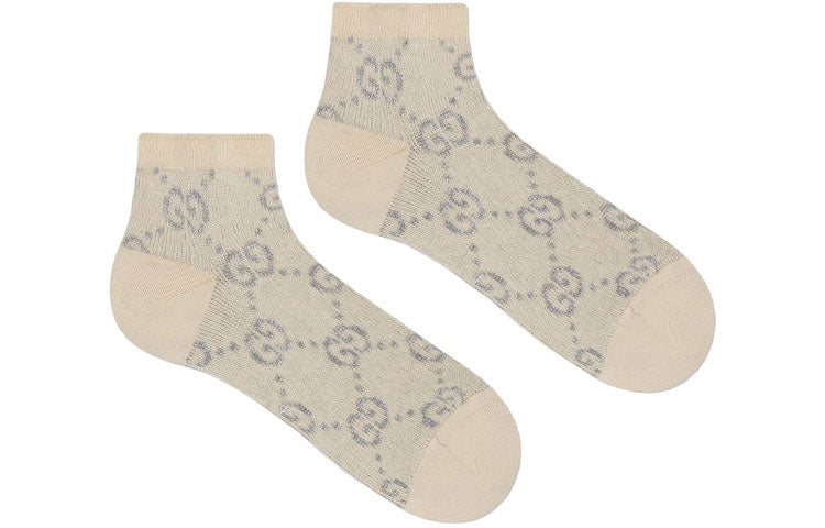 (WMNS) Gucci GG Lam Socks 'Ivory Light Grey' 631451-3GF79-9263