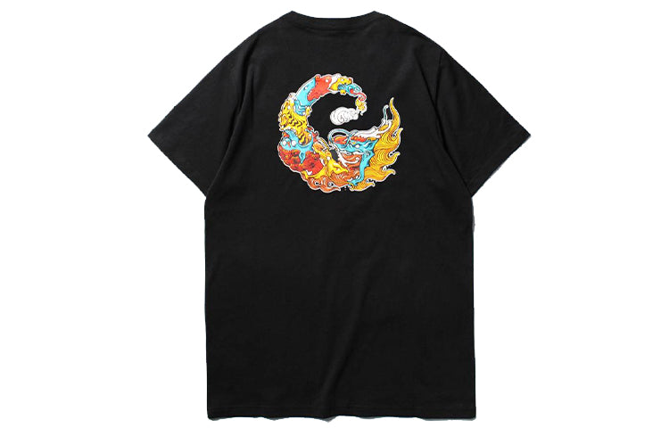 Men's Vans Asian Artist Crossover Series Printing Round Neck Short Sleeve Black VN0A4P5LBLK