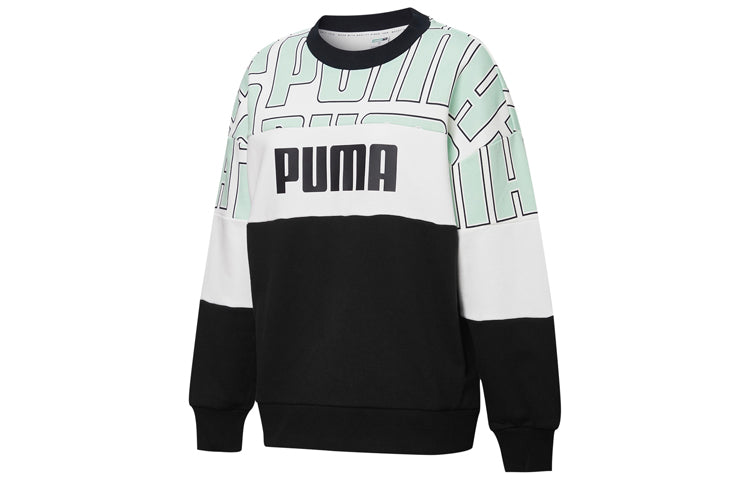 (WMNS) PUMA Colourblock Aop Sweatshirt 'Black Green White' 598241-32