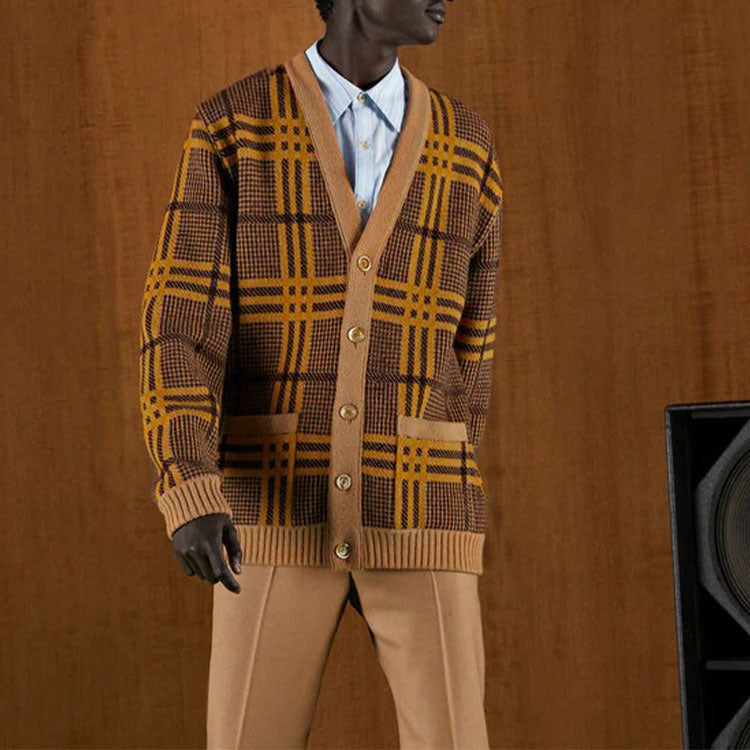Gucci Reversible Wool Knit Cardigan 'Brown Yellow' 696576-XKCFX-2378