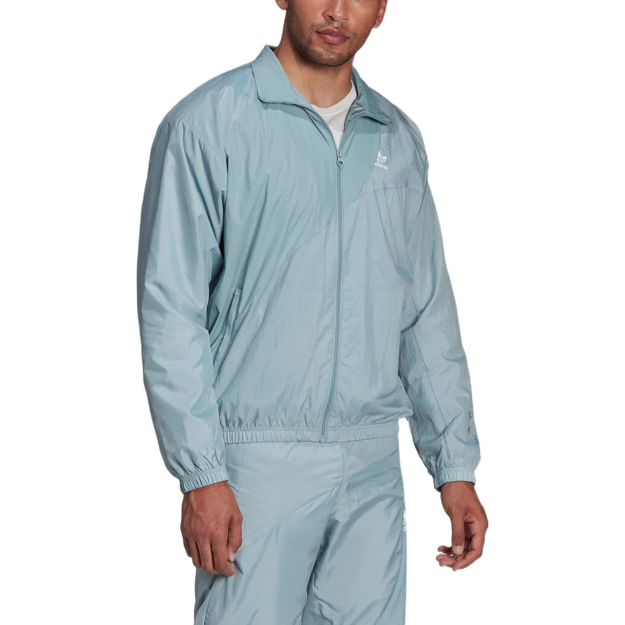 adidas originals Sports Splicing Solid Color Stand Collar Jacket Light Blue HC4511