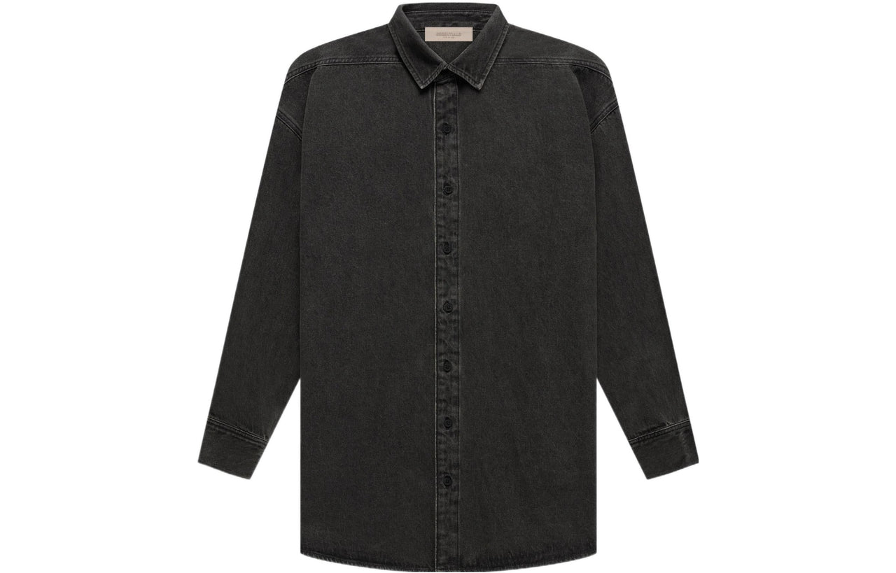 Fear of God Essentials SS22 Long Sleeve Denim Shirt 'Black' FOG-SS22-460
