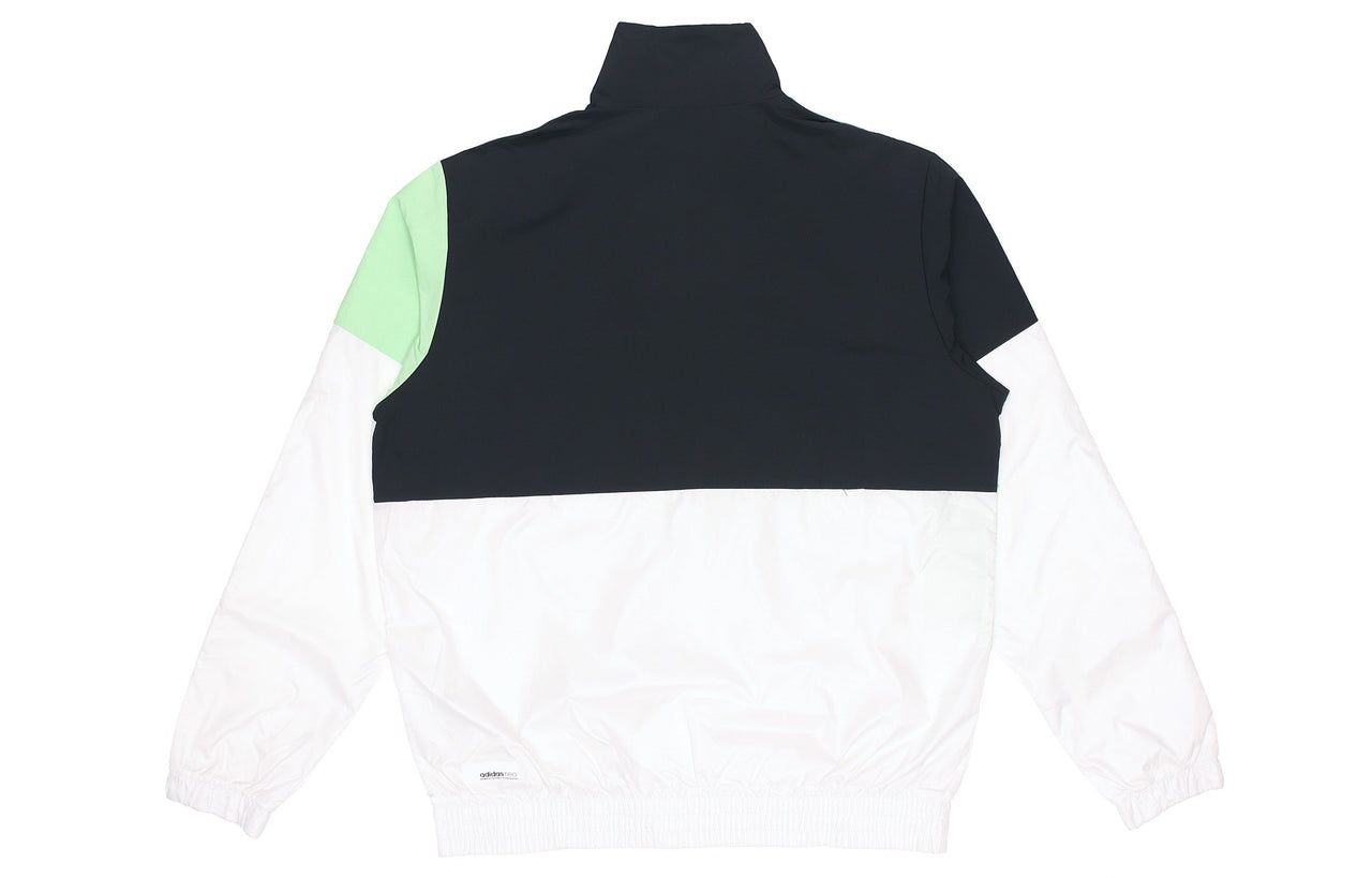 adidas neo Colorblock Zipper Stand Collar Sports Jacket Black Green Colorblock GL7177
