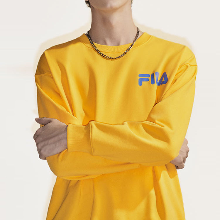 FILA FUSION Alphabet Logo Printing Sports Round Neck Pullover Unisex Yellow T11U038205F-YE
