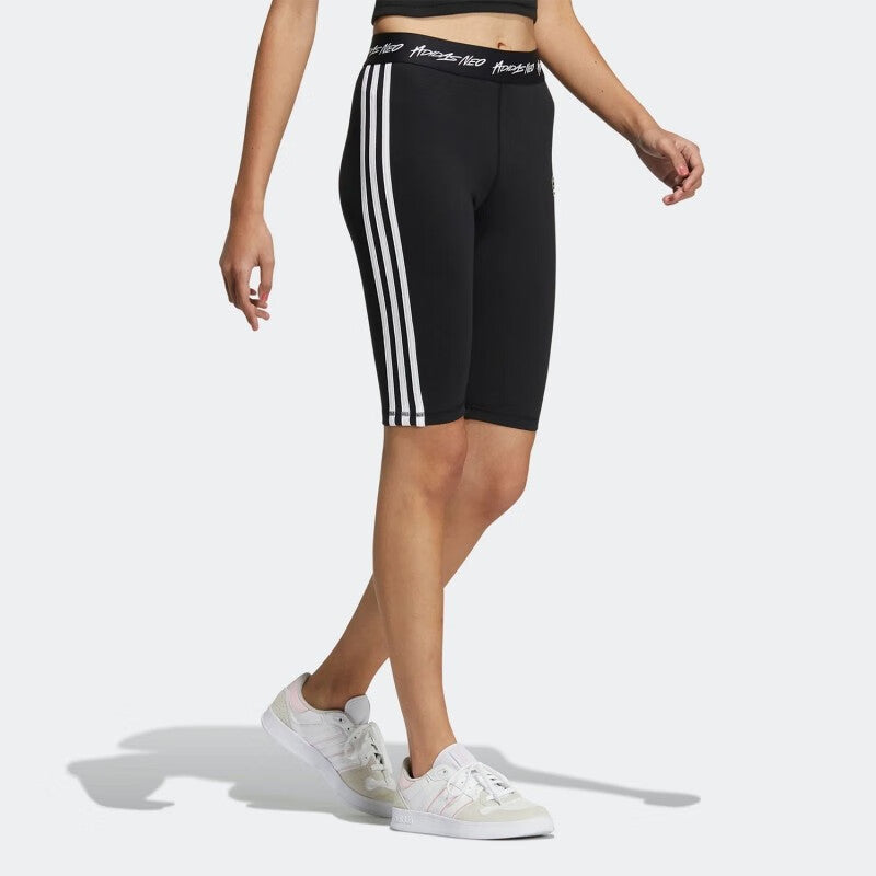 (WMNS) adidas Neo 3-Stripes Yoga Short Legging 'Black White' HN0033
