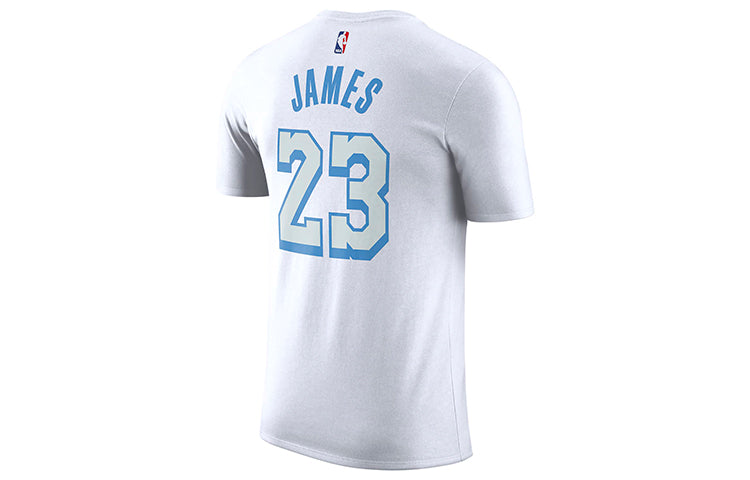 Nike NBA Los Angeles Lakers LeBron James Printing Round Neck Short Sleeve White CT9427-103