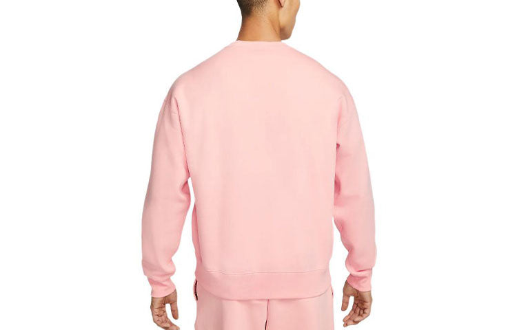Men's Nike Solid Color Logo Embroidered Round Neck Pullover Pink DA0318-697