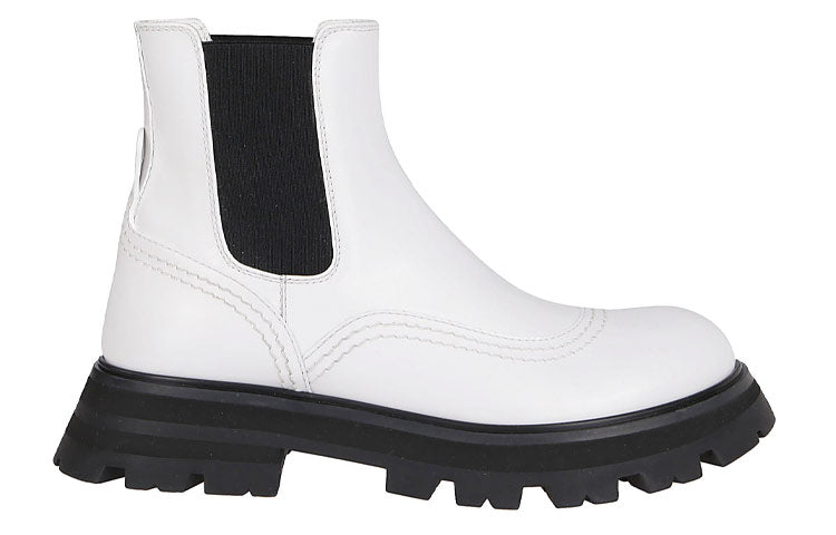 (WMNS) Alexander McQueen Wander Chelsea Boots 'White Black' 666367WHZ849360