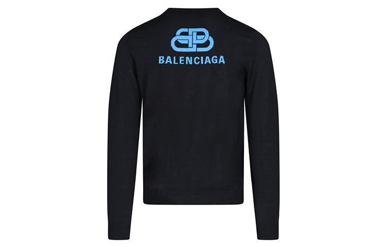 Balenciaga Back Print Interlocked BB Sweatshirt 'Black Blue' 583117T14391710