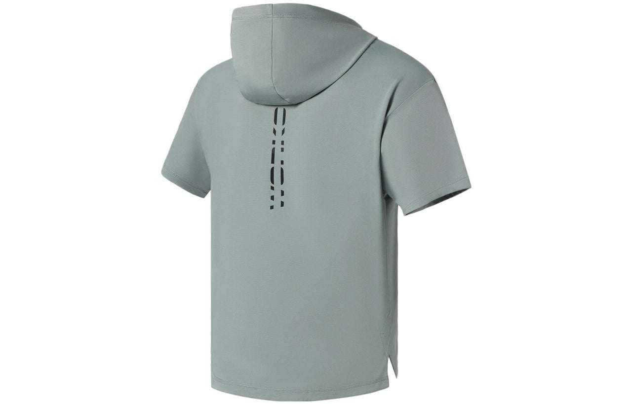 Li-Ning Logo Short Sleeve Hoodie 'Green Black' AAES013-5