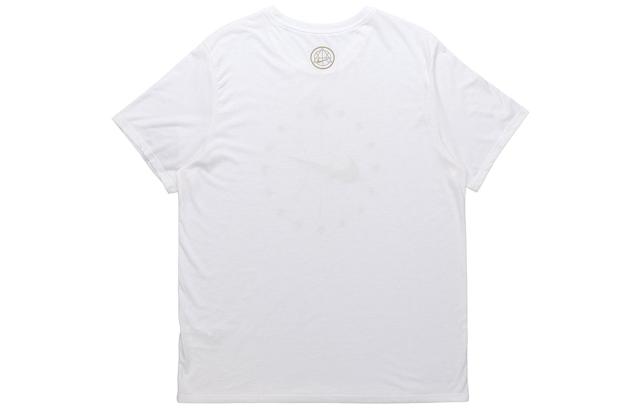 Nike Bronzing Logo Sports Quick Dry Basketball Short Sleeve White 913343-100